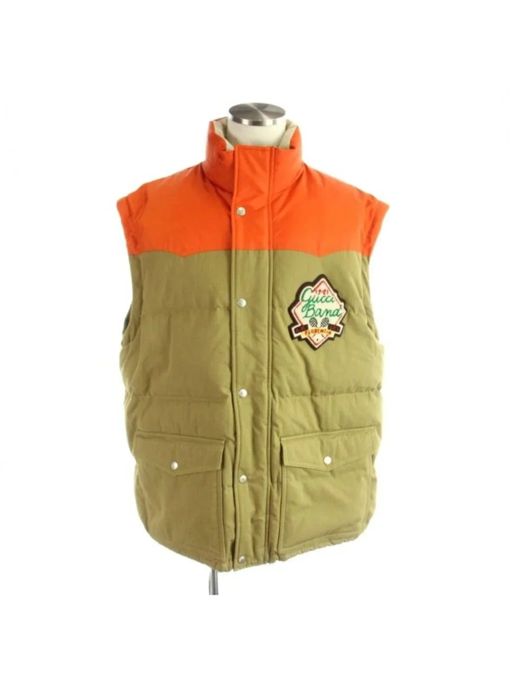 Gucci Down Vest 2-Way Patch Logo 50 Orange Brown MW